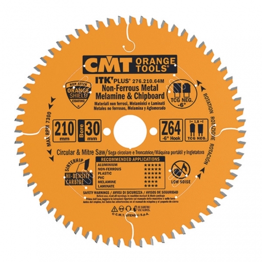 CMT ITK PLUS kompozit és színesfém vágó, HW D=216x2.2/1.6x30 Z64